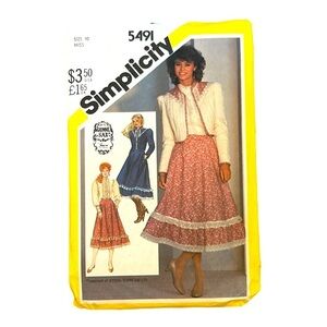 Vintage 1982 Simplicity 5491 Pattern Misses Size 10 Gunne Sax Skirt Top Jacket